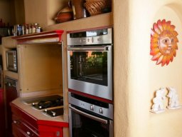 Lehmputz mit Mittelblock, rot