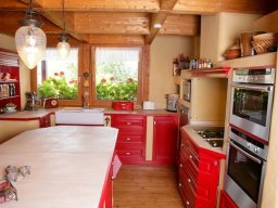 Lehmputz mit Mittelblock, rot