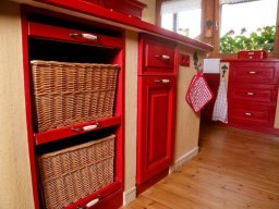 Lehmputz mit Mittelblock, rot