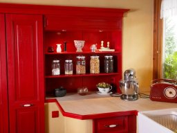 Lehmputz mit Mittelblock, rot