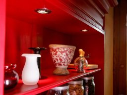 Lehmputz mit Mittelblock, rot