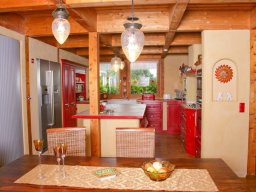 Lehmputz mit Mittelblock, rot