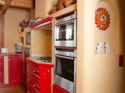 Lehmputz mit Mittelblock, rot