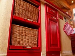 Lehmputz mit Mittelblock, rot