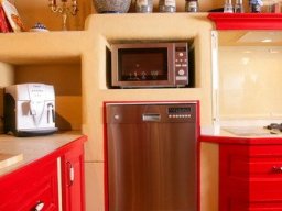 Lehmputz mit Mittelblock, rot