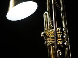 Trompetenleuchte aus Messing